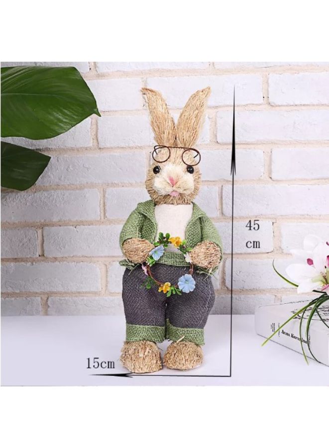 Cute Straw Rabbit Bunny Decorations Holiday Home Garden Wedding Ornament Photo Props Crafts - Image 3