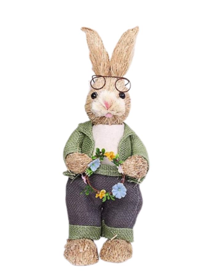 Cute Straw Rabbit Bunny Decorations Holiday Home Garden Wedding Ornament Photo Props Crafts - Image 1