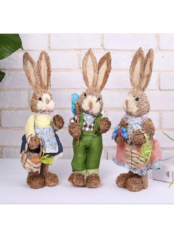 Cute Straw Rabbit Bunny Decorations Holiday Home Garden Wedding Ornament Photo Props Crafts - Image 4