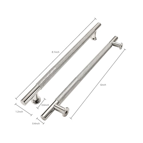 khtumeware 10 Pack 6 Inch152mm Drawer Handles Knurled Polished Nickel Cabinet Pulls Drawer Pulls Kitchen Hardware Kitchen Handles for Cabinets Cupboard Handles - Image 3