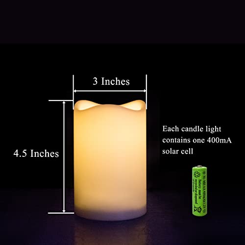TFROSIM Solar Candles Outdoor Waterproof, 3" x 4.5" Ivory White Flameless Candles, Dusk to Dawn Light Sensor, LED Rechargeable Pillar Solar Candles for Outdoor Lanterns, Patio Decor - Image 4