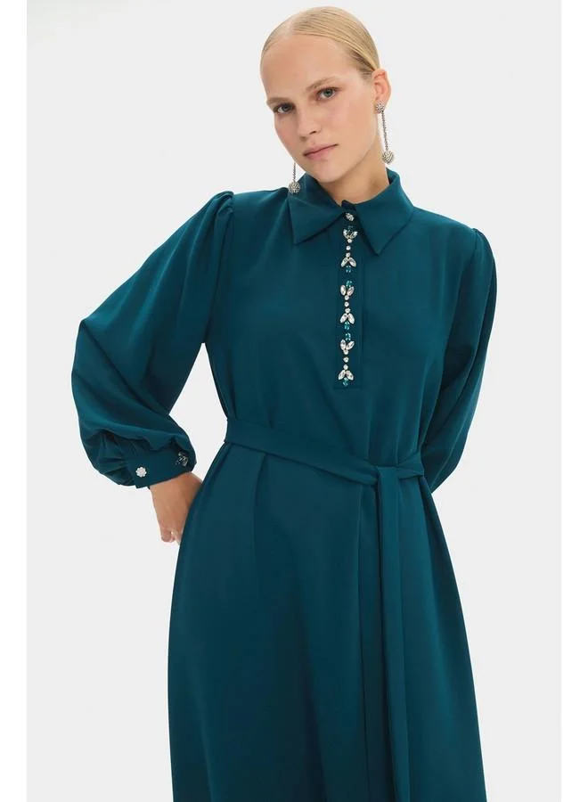 JUNE Belted Maxi Dress
