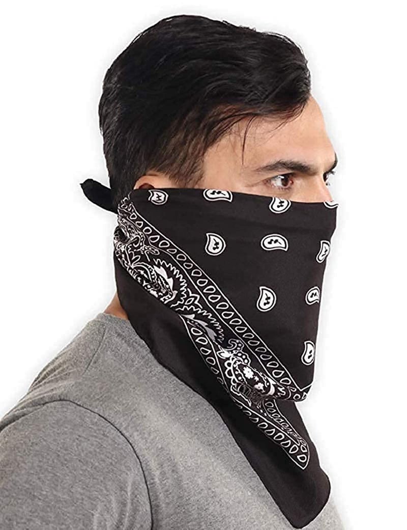 Aadikart 100% Cotton Paisley Printed Novelty Cowboy Bandana Handkerchiefs Multi-purpose For Men and Women Pack of 4 (Grey Black Red Green) - Image 3