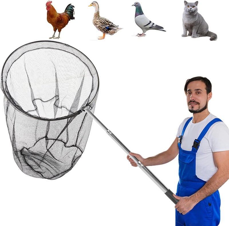 Smarkey Animal Catcher Net, Chicken Catching Net for Poultry Supplies, Extendable 72" Made of Stainless Steel Fishing net Catcher for Catching Small Duck, Geese, Bird, Bat, Chickens, cat, Poultry - Image 1