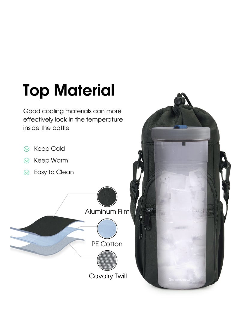 SYOSI - Water Bottle Holder Bag, 40oz Insulated Water Bottle Carrier Sling Bag with Adjustable Shoulder Strap & Phone Zipper Pocket & Side Pockets, Water Bottle Sleeve - Image 1