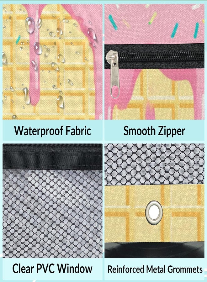 Gumuslen Pink Ice Cream Pencil Pouch for 3 Ring Binder Waffles Biscuit Pencil Case Bag with Clear Window Zipper Pockets for Kids Girls Boys Students School College Supplies 2 Pack - Image 4