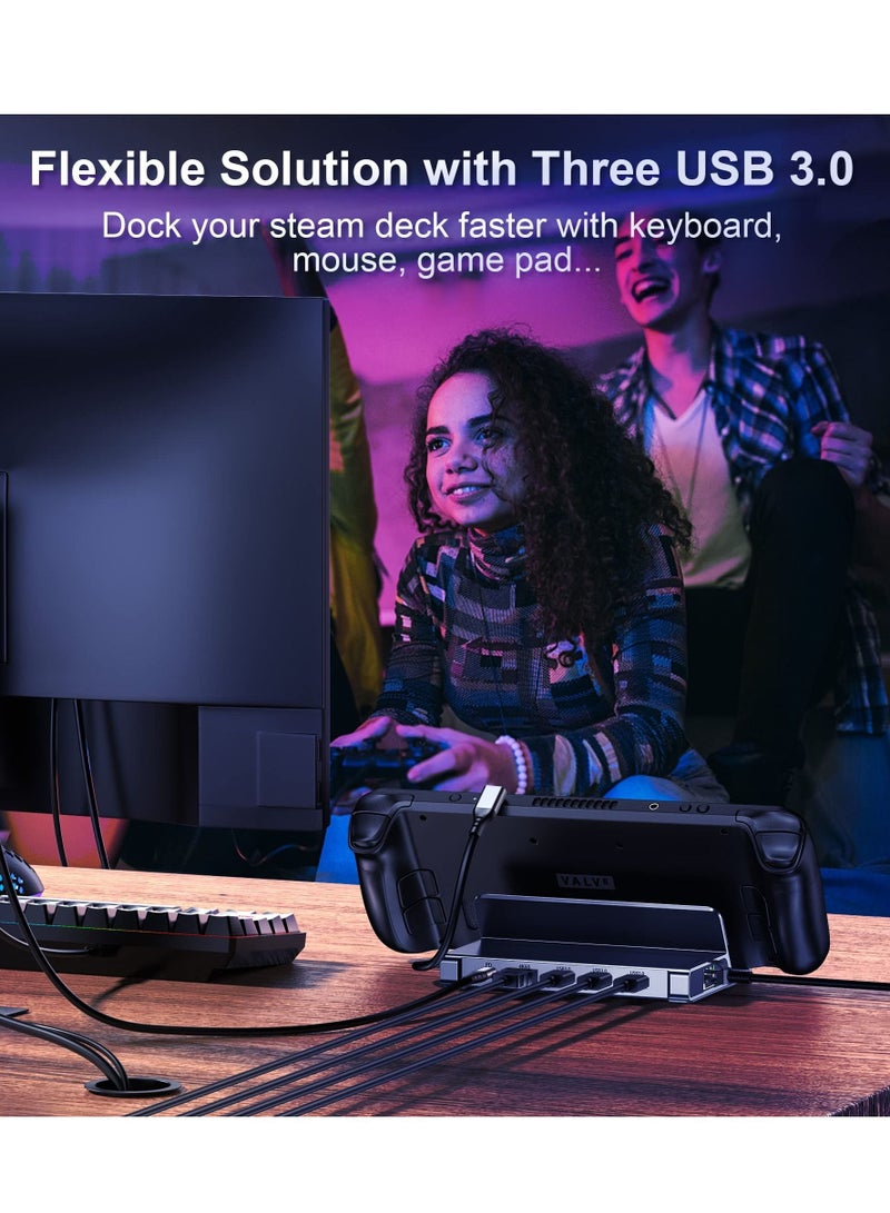 Y&D 6-in-1 Docking Station for Steam Deck, HDMI 2.0 4K@60Hz, Gigabit Ethernet, 3 USB-A 3.0, USB-C PD Port Full Speed Charging - Compatible with Valve Stream Deck Accessories - Image 5