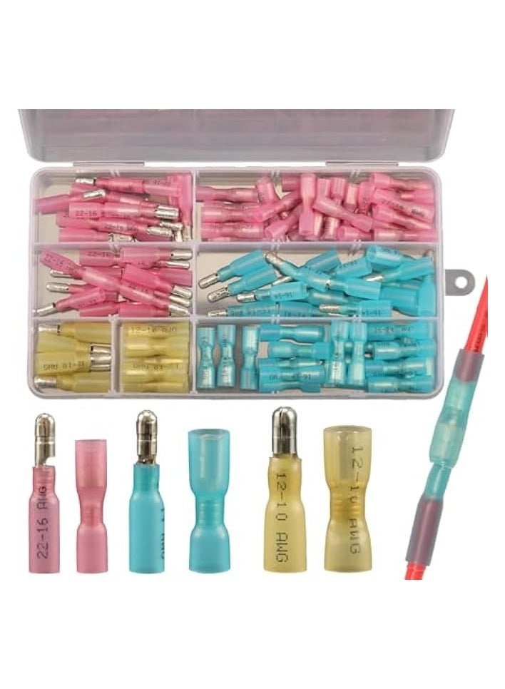 erorex Heat Shrink Bullet Wire Connectors Kit, 110 Pcs Waterproof Electrical Female & Male Bullet Butt Terminals, Bullet Terminals Wire Connectors, Marine Grade Bullet Connectors - Image 1