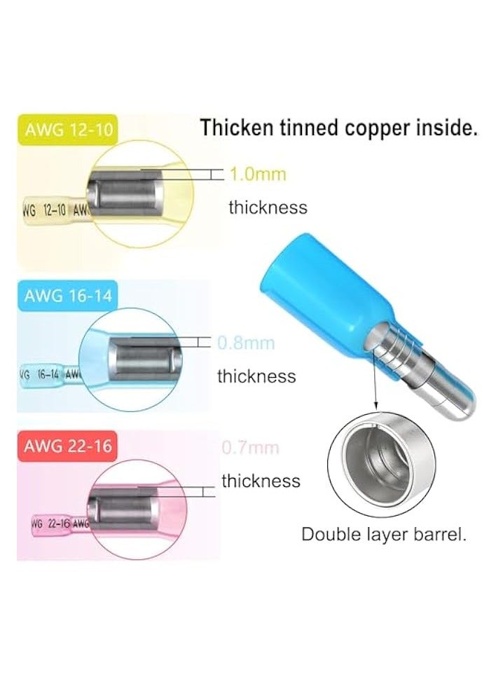 erorex Heat Shrink Bullet Wire Connectors Kit, 110 Pcs Waterproof Electrical Female & Male Bullet Butt Terminals, Bullet Terminals Wire Connectors, Marine Grade Bullet Connectors - Image 4