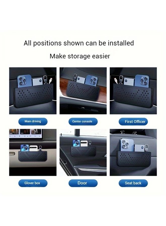 Creamy White Car Dashboard Organizer Adhesive Storage Pouch For Phone Cards Keys - Image 3