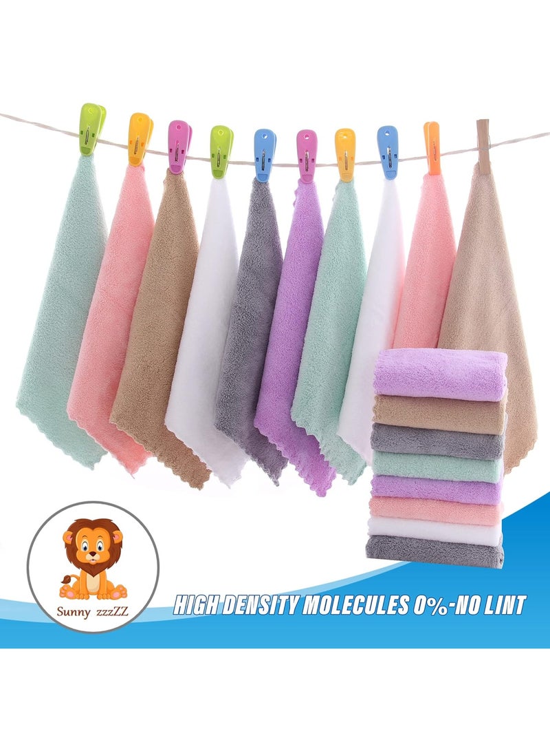 Sunny zzzZZ Sunny zzzZZ 18 Pack Microfiber Cleaning Cloth - Super Absorbent 10 × 10 Inch Reusable Cleaning Rags, Premium Dish Cloths, Coral Fleece Cleaning Towels, Nonstick Oil Washable Fast Drying (Multicolor) - Image 3