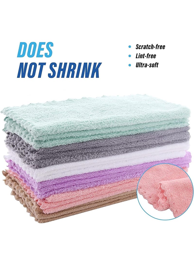 Sunny zzzZZ Sunny zzzZZ 18 Pack Microfiber Cleaning Cloth - Super Absorbent 10 × 10 Inch Reusable Cleaning Rags, Premium Dish Cloths, Coral Fleece Cleaning Towels, Nonstick Oil Washable Fast Drying (Multicolor) - Image 2