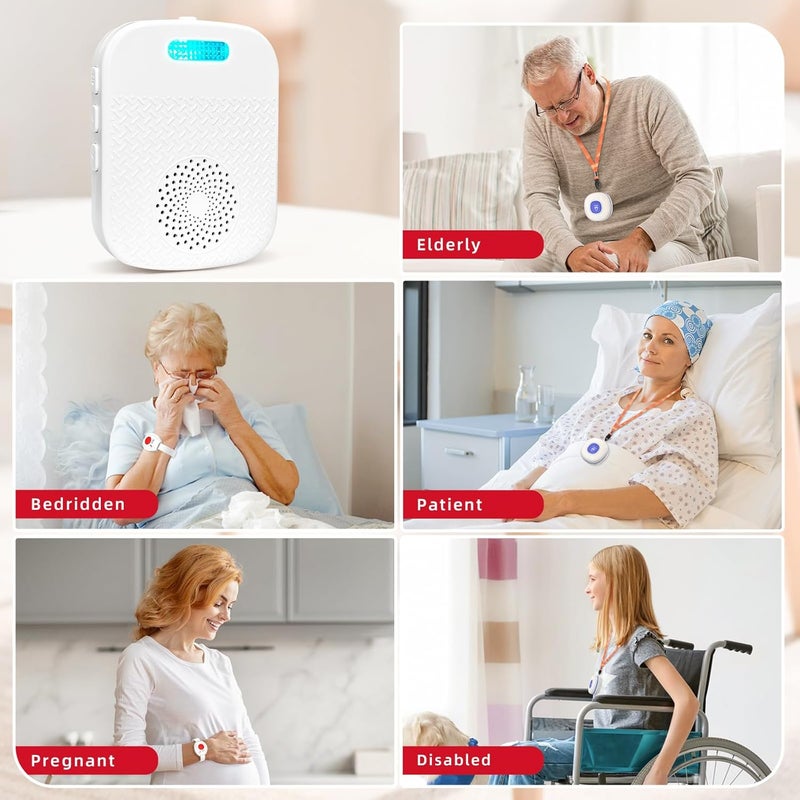 CallToU Caregiver Pager Wireless Call Buttons for Elderly Monitoring Portable Call Bell with 2 Panic Button and 1 USB Receiver,500ft Range Nurse Alert System for Home Care Seniors (FCC Certified) - Image 4