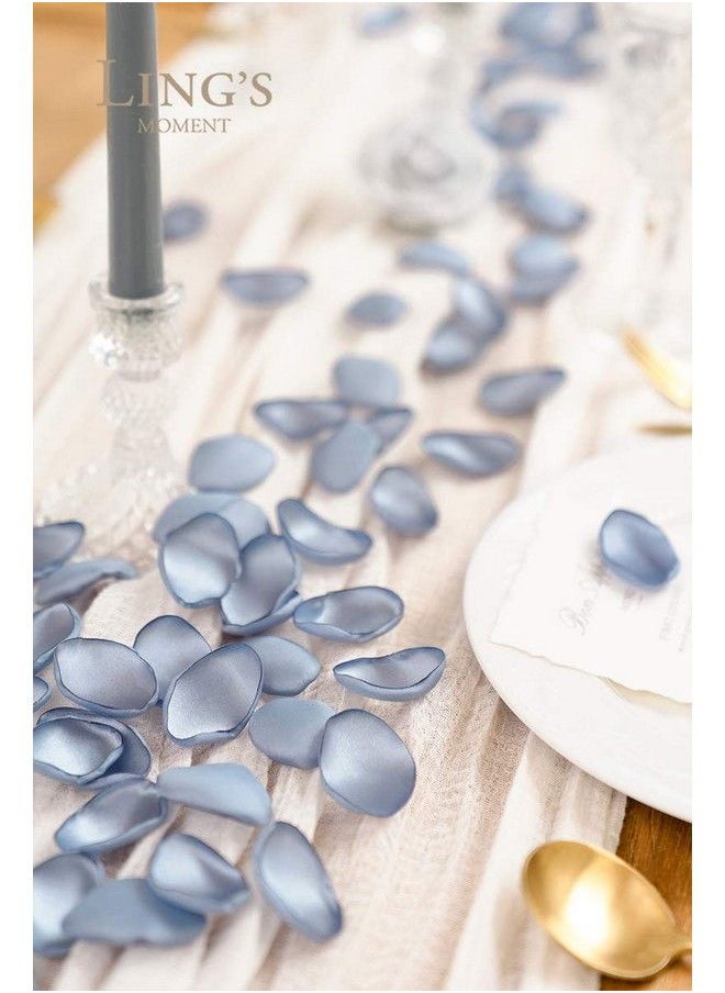 Ling's moment Dusty Blue Silk Rose Petals 200Pcs Flowers Petals Flower Girl Scatter Petals For Wedding Table Centerpieces Party Dinner Table Decoration  - Image 3