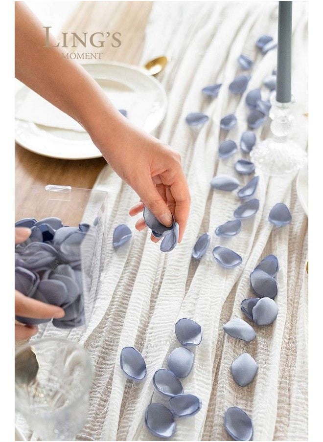 Ling's moment Dusty Blue Silk Rose Petals 200Pcs Flowers Petals Flower Girl Scatter Petals For Wedding Table Centerpieces Party Dinner Table Decoration  - Image 4