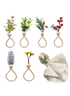 Excefore Spring Napkin Rings, Set of 6 Napkins Ring Farmhouse Green Leaf Floral Napkin Rings Boho Wedding Decor for Thanksgiving Party Dining Table Decorations  - Image 1