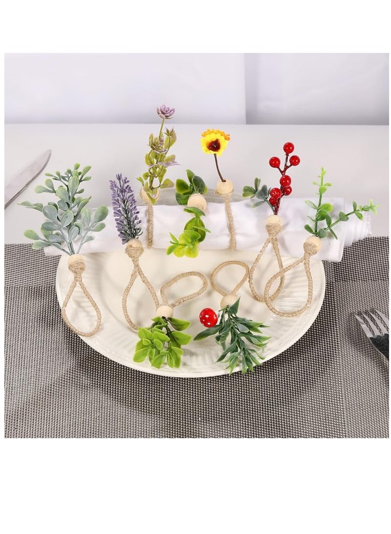 Excefore Spring Napkin Rings, Set of 6 Napkins Ring Farmhouse Green Leaf Floral Napkin Rings Boho Wedding Decor for Thanksgiving Party Dining Table Decorations - Image 4