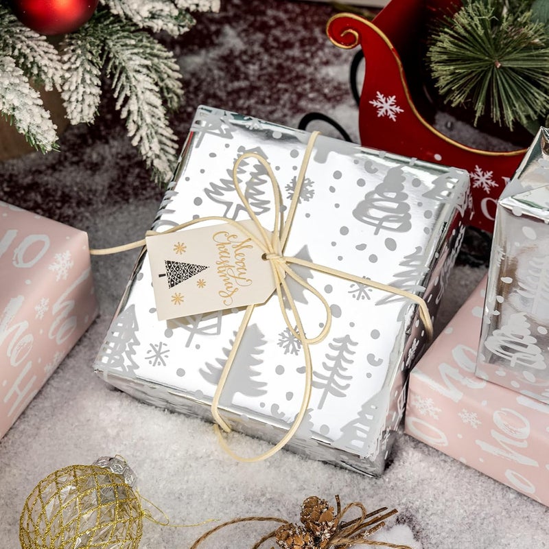 MAYPLUSS Christmas Wrapping Paper Roll - 17IN X 33FT - Christmas Gift Wrapping Paper Featuring Tree Snowflake Reversible HO for Kids, Holiday, New Year - Image 5