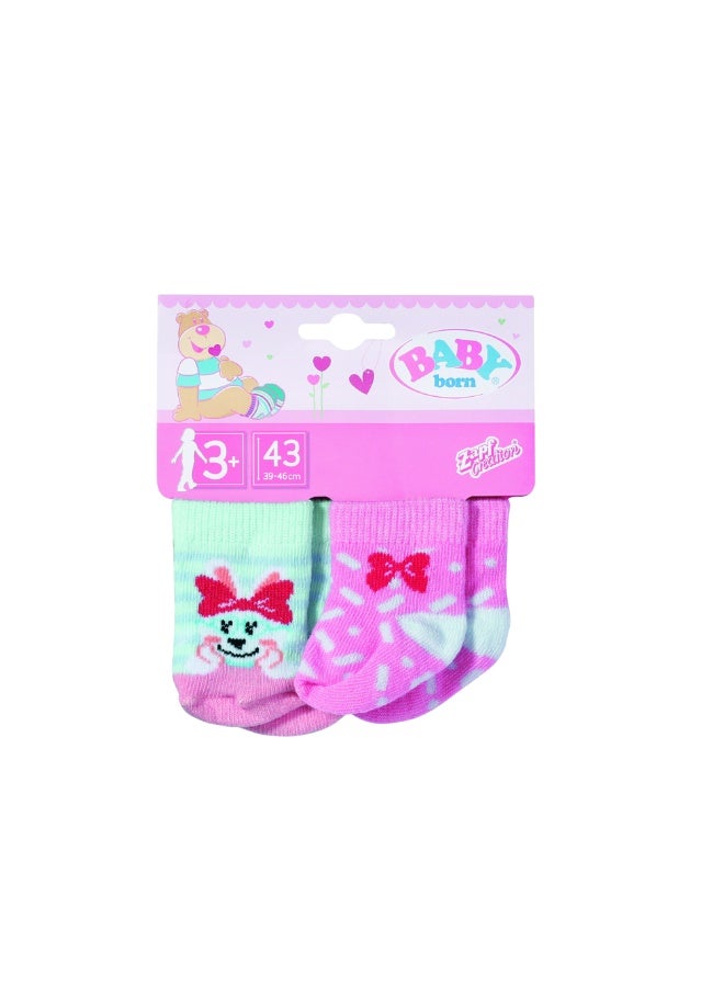 Baby Born Assorted Socks Fits Dolls up to 43cm Set of 2 - Image 1