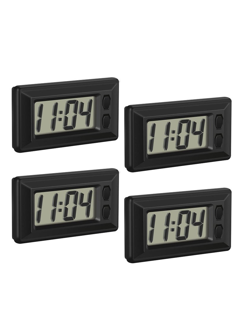 4 Pieces Small Digital Clock Mini Car Clock LCD Car Dashboard Time Clock Vehicle Electronic Clock for Car Truck Home Desk Office - Image 1
