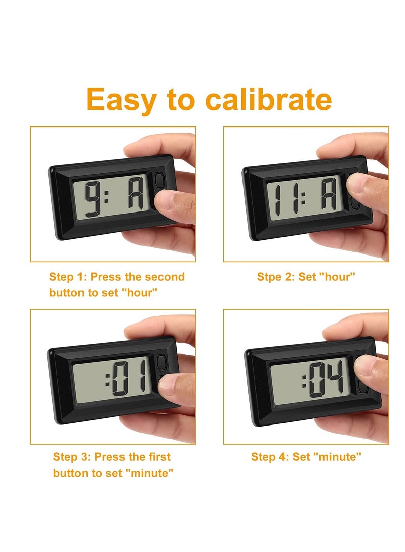 4 Pieces Small Digital Clock Mini Car Clock LCD Car Dashboard Time Clock Vehicle Electronic Clock for Car Truck Home Desk Office - Image 3