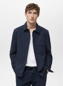 Mango Man Bottoned Seersucker Jacket  - Image 1