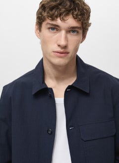 Mango Man Bottoned Seersucker Jacket  - Image 4