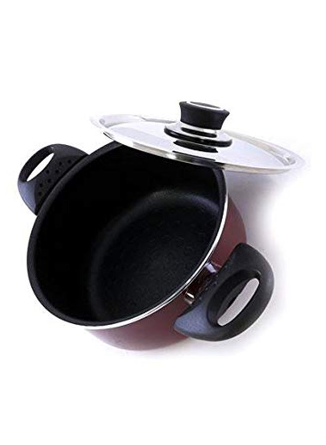 Royalford Nonstick Cookware With Lid Red/Silver/Black - Image 2