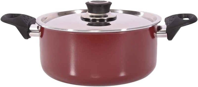 Royalford Rf388C20 20Cm Nonstick Casserole With Lid Durable Non Stick Coating, Construction Heat Resistant Handle Dishwasher Safe Dish For Gas & Ceramic Hobs, Red Red/Silver/Black - Image 1