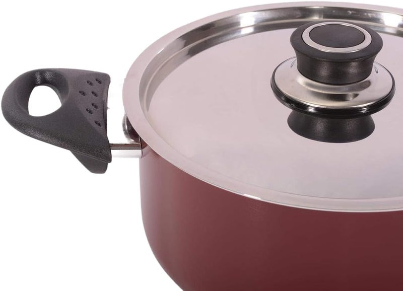 Royalford Rf388C20 20Cm Nonstick Casserole With Lid Durable Non Stick Coating, Construction Heat Resistant Handle Dishwasher Safe Dish For Gas & Ceramic Hobs, Red Red/Silver/Black - Image 4