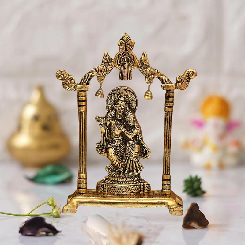 CHHARIYA CRAFTS تمثال رادا كريشنا المعدني من تشارييا كرافتس مطلي بالذهب لتزيين منزلكم أو مكتبكم تمثال رادا كريشنا تمثال ديني هدية مميزة - Image 1