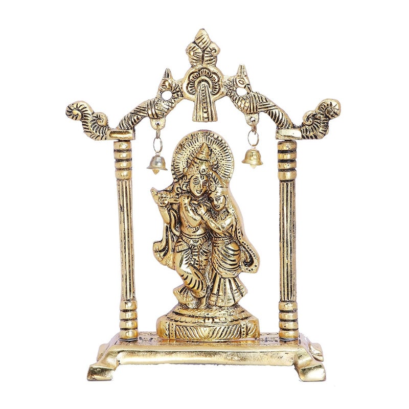 CHHARIYA CRAFTS تمثال رادا كريشنا المعدني من تشارييا كرافتس مطلي بالذهب لتزيين منزلكم أو مكتبكم تمثال رادا كريشنا تمثال ديني هدية مميزة - Image 4