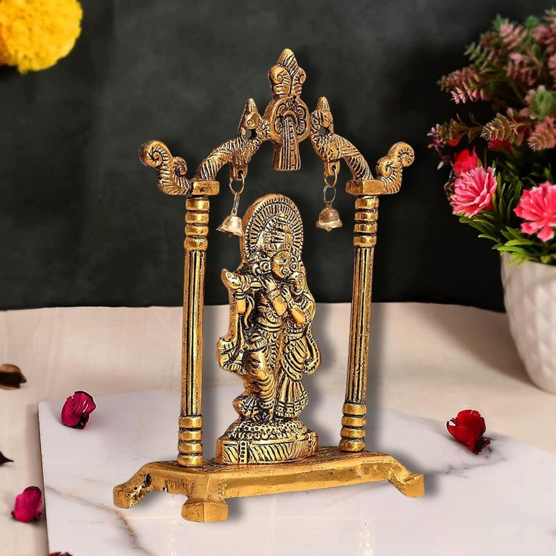 CHHARIYA CRAFTS تمثال رادا كريشنا المعدني من تشارييا كرافتس مطلي بالذهب لتزيين منزلكم أو مكتبكم تمثال رادا كريشنا تمثال ديني هدية مميزة - Image 3