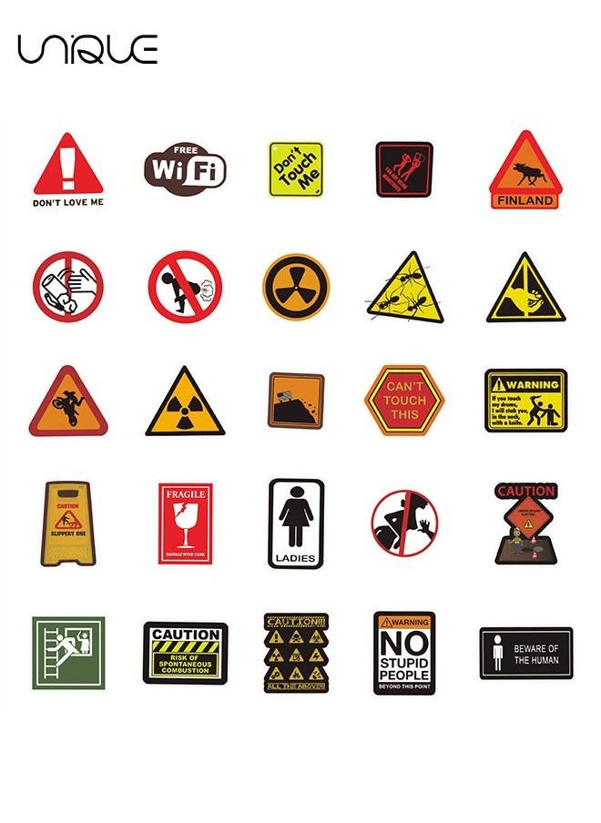 Unique - 50Pcs Warning Signs Cartoon Stickers, Laptop Stickers, Guitar Stickers,Luggage Stickers - Image 1
