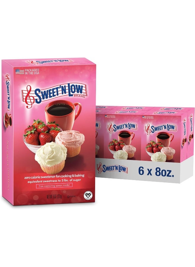 Sweet'N Low Zero-Calorie Sweetener, Contains Saccharin, Sugar Substitute, Keto, Vegan, Gluten-Free, Great for Cooking, Baking, Coffee, Tea, Hot/Cold Beverages, 8oz Box (Pack of 6) - Image 1