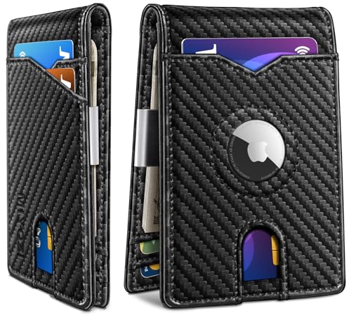 miyozi Airtag Wallet for Menwith Money Clip 11 Cards Slim Front Pocket Leather RFID Blocking Wallet with Gift Box - Image 1