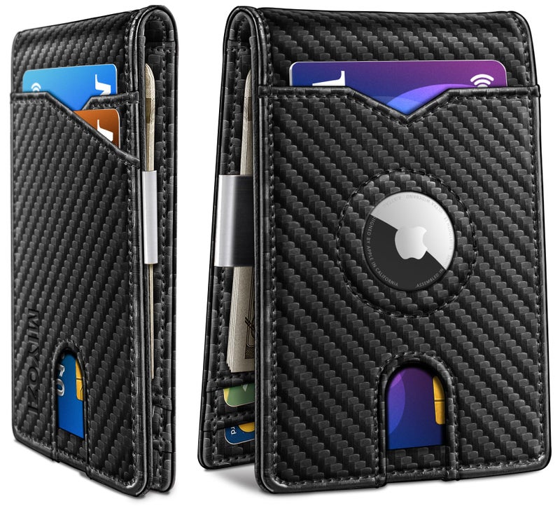 miyozi Airtag Wallet for Menwith Money Clip 11 Cards Slim Front Pocket Leather RFID Blocking Wallet with Gift Box - Image 2