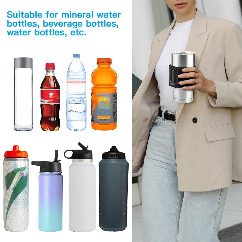 Xxerciz Water Bottle Carrier Holder with Belt Clip Bottle Carrier Sleeve for Mineral Bottle Beverage Bottle and Other Small Water Bottles on Outdoor Walking Hiking Traveling - Image 2