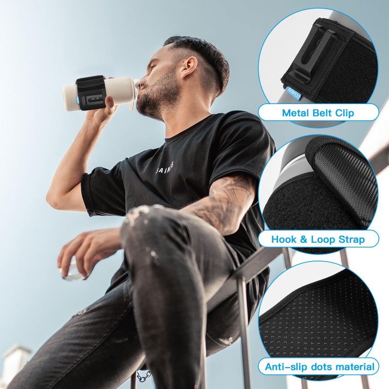 Xxerciz Water Bottle Carrier Holder with Belt Clip Bottle Carrier Sleeve for Mineral Bottle Beverage Bottle and Other Small Water Bottles on Outdoor Walking Hiking Traveling - Image 5