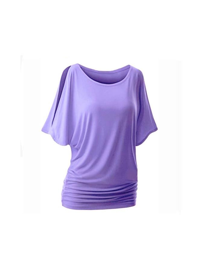 European And American Women's Open-shoulder Bat Sleeve Large Size Round Neck T-shirt Short Sleeve Top Multicolor 2945