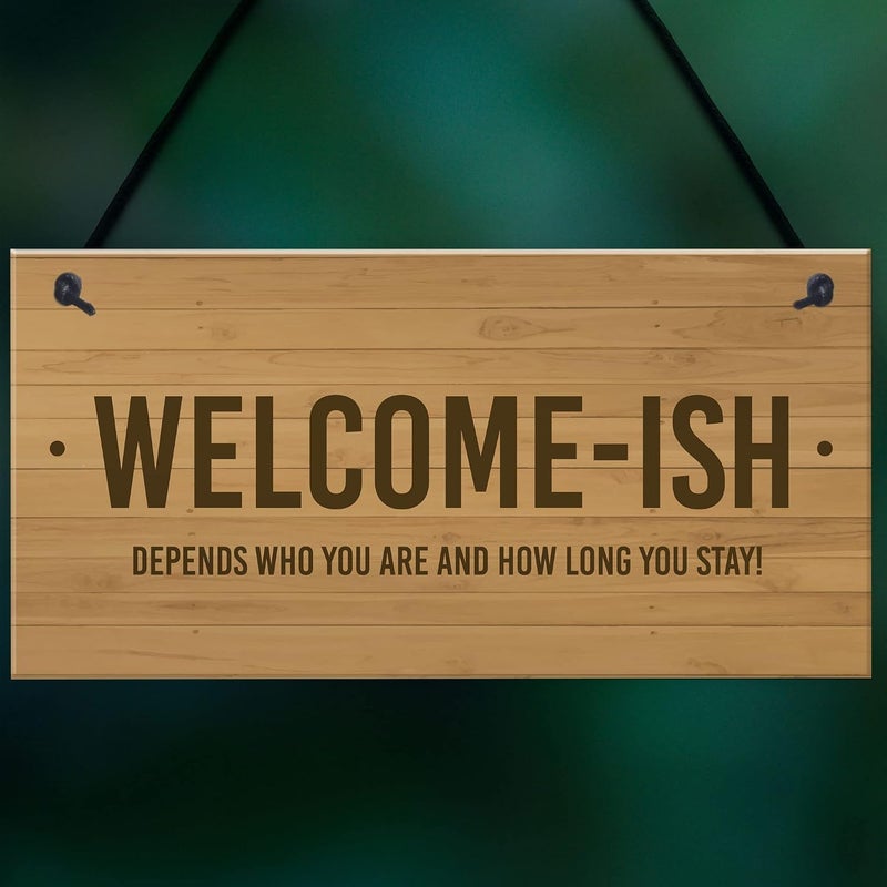 RED OCEAN Funny Welcome Sign WELCOME ISH Hanging Door Sign Wall Decor Home Sign - Image 5