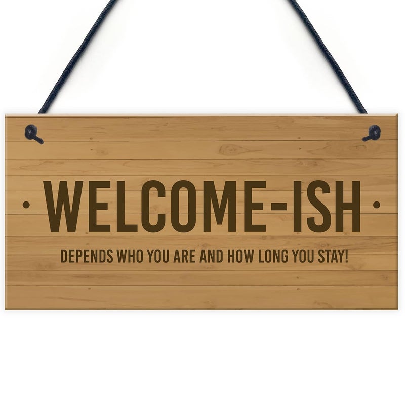 RED OCEAN Funny Welcome Sign WELCOME ISH Hanging Door Sign Wall Decor Home Sign - Image 1