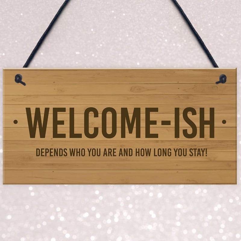 RED OCEAN Funny Welcome Sign WELCOME ISH Hanging Door Sign Wall Decor Home Sign - Image 3