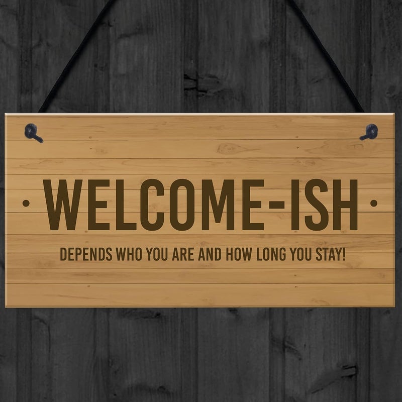 RED OCEAN Funny Welcome Sign WELCOME ISH Hanging Door Sign Wall Decor Home Sign - Image 4