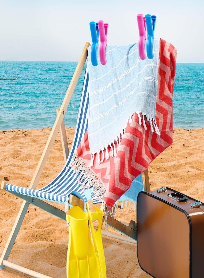 Dreecy 8 Pcs Beach Towel Clips for Beach Chairs, Towel Holder for Beach Chair Pool Chair on Cruise, Jumbo Size Heavy Duty Clothes Pins, Beach Chair Clips to Keep Your Towel from Blowing Away (Pink, Blue) - Image 4
