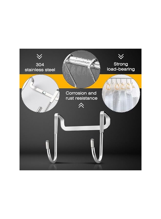 promass Over the Door Hooks, 6 Pcs Double S Shaped Hooks, Cabinet Door Drawer Hanger, Stainless Steel Heavy Duty Hook for Bathroom Bedroom Closet Wardrobe Door Kitchen, Hanging Clothes Bags Towels - Image 2