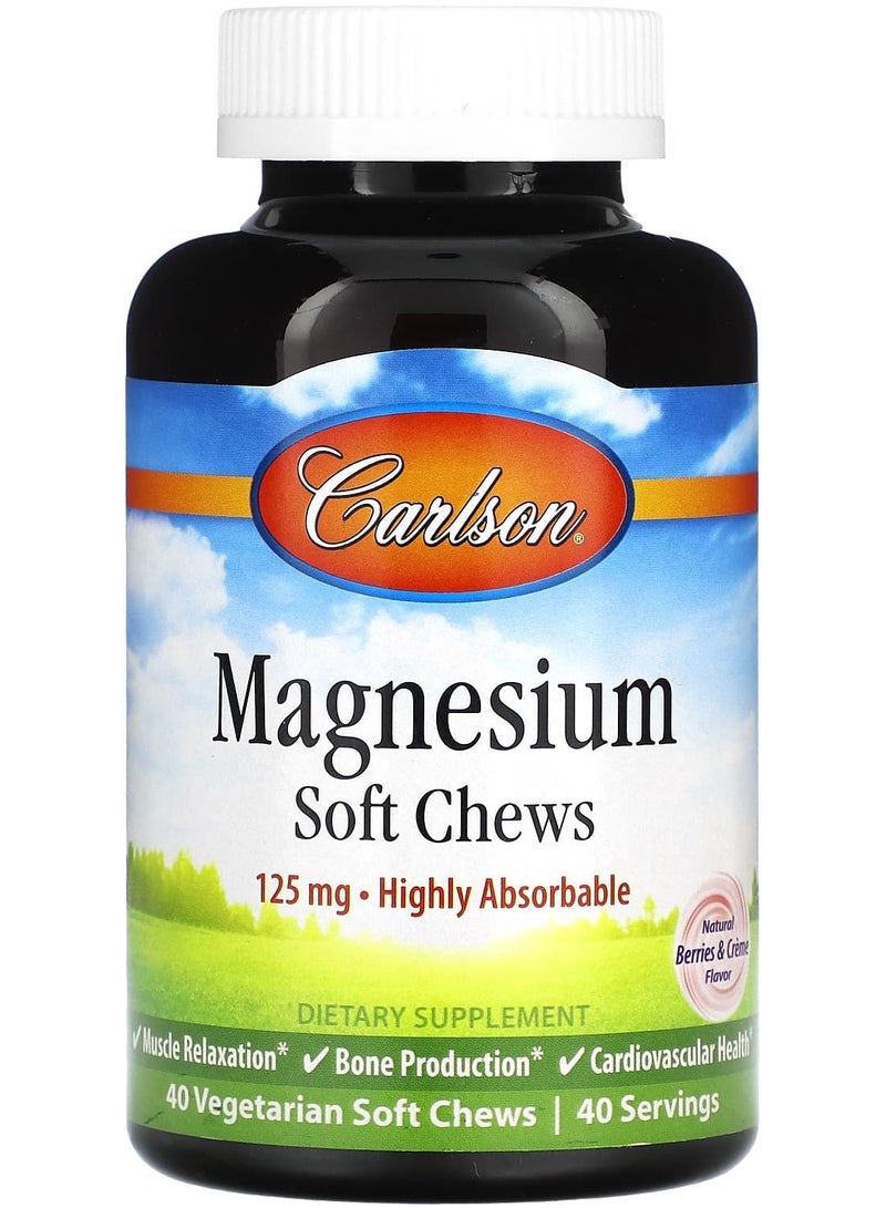 Magnesium, Natural Berries & Creme, 125 mg, 40 Vegetarian Soft Chews
