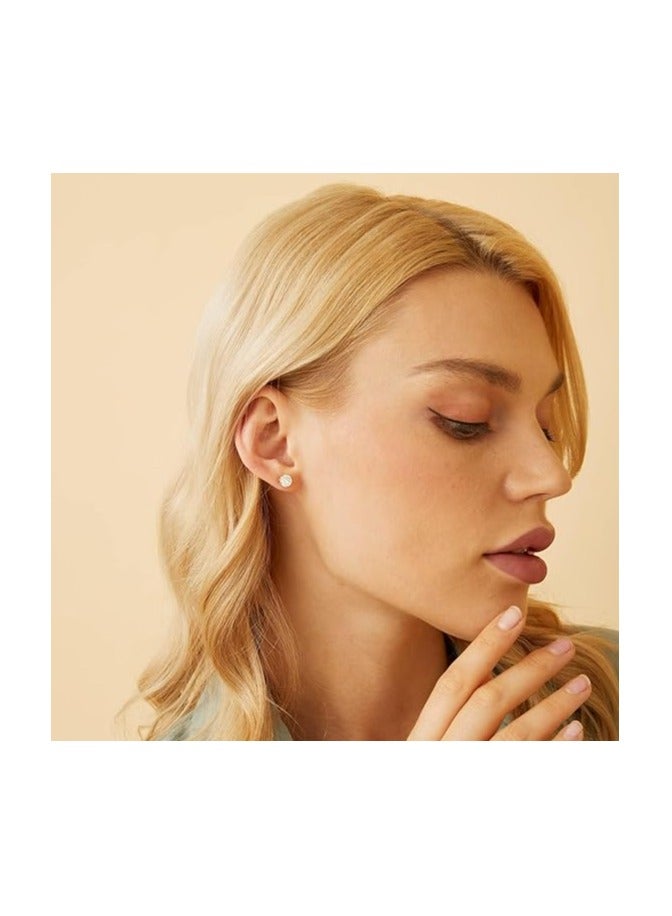 Julia Store 18K Gold Plated Elegant Dainty High Quality Clear Cubic Zirconia 316L Stainless Steel Solitaire Magnetic Non-Piercing Clip On Cheater Fake Earrings - Image 3