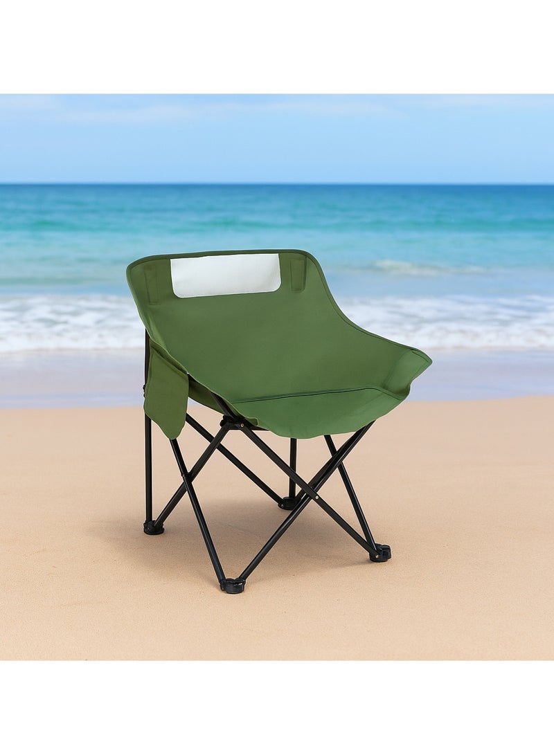 AGD Folding Camping Hiking Travel Chair, Heat Resistant Oxford Fabric, Side Storage Pockets, Green - Image 3