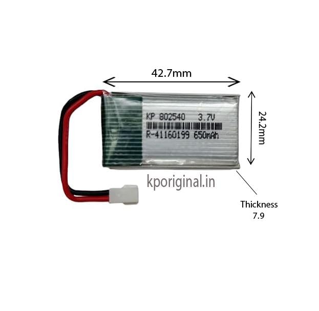 KP Original Battery KP Original-802540 لي بو 3.7v 650mAh بطارية قابلة لإعادة الشحن 650 mAh بطارية ليثيوم بوليمر لي بو للطائرات بدون طيار، رباعيات الطيران، طائرة SYMA RC رباعية المراوح، ألعاب RC - Image 2